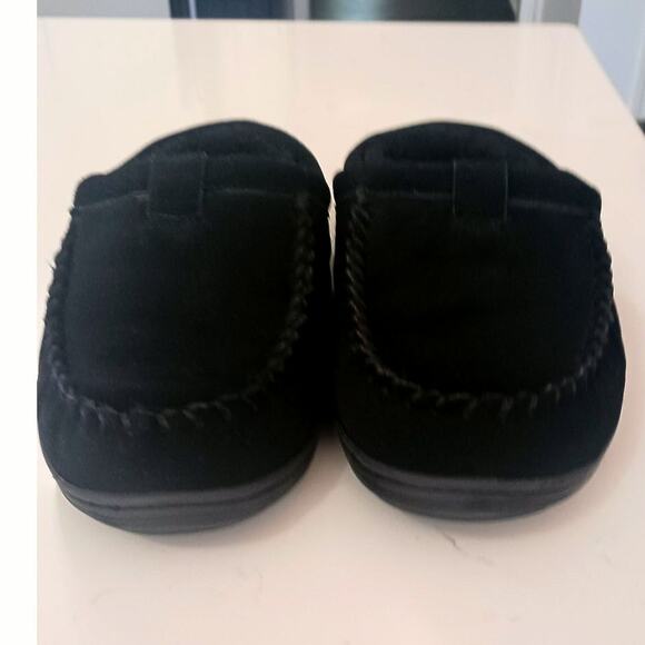 $Cozy Clarks black clog slippers mens suede braid edge Fuzzy lined. Men's sz 10 - Picture 3 of 8